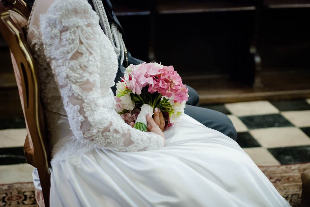 różowy bukiet ślubny
